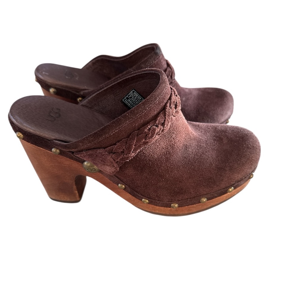 UGG suede heeled studded clogs